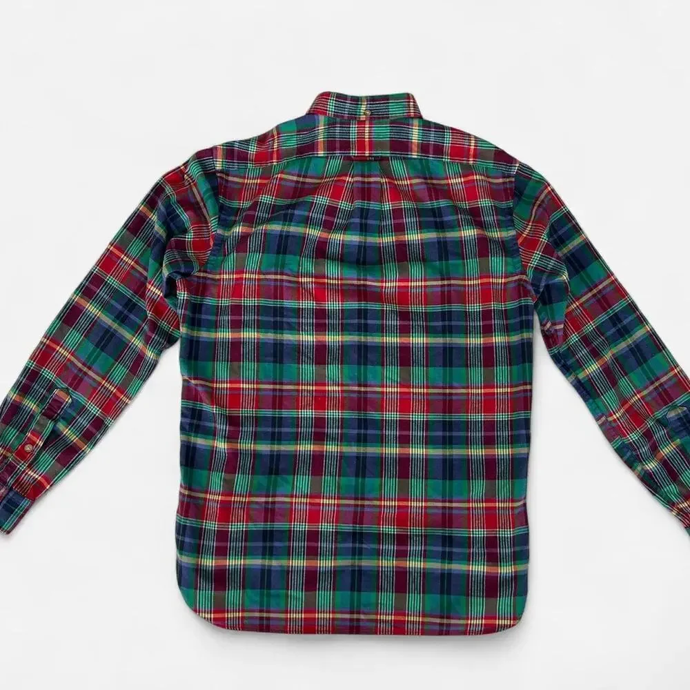Polo Ralph Lauren Red and green plaid flannel button down shirt L 100% cotton